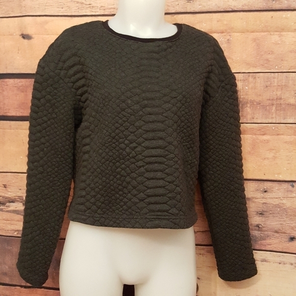 TEXTURED crop top textured shirt charcoal - Picture 2 of 6